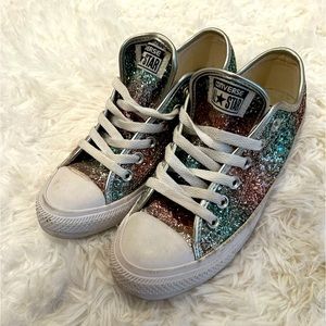 Converse, ladies sequins sneaker, blue and pink, barely worn. 7